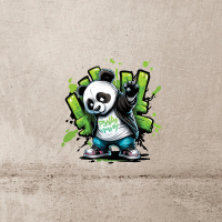 Bügelbild | Panda grün